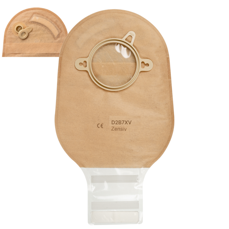 D2B7XV Калоприймач Зенсів 2компонентний - мішок відкритий, непрозорий, з оглядовим вікном, з фільтром, закривається на липучку, з вент отвором, фланець 70 mm